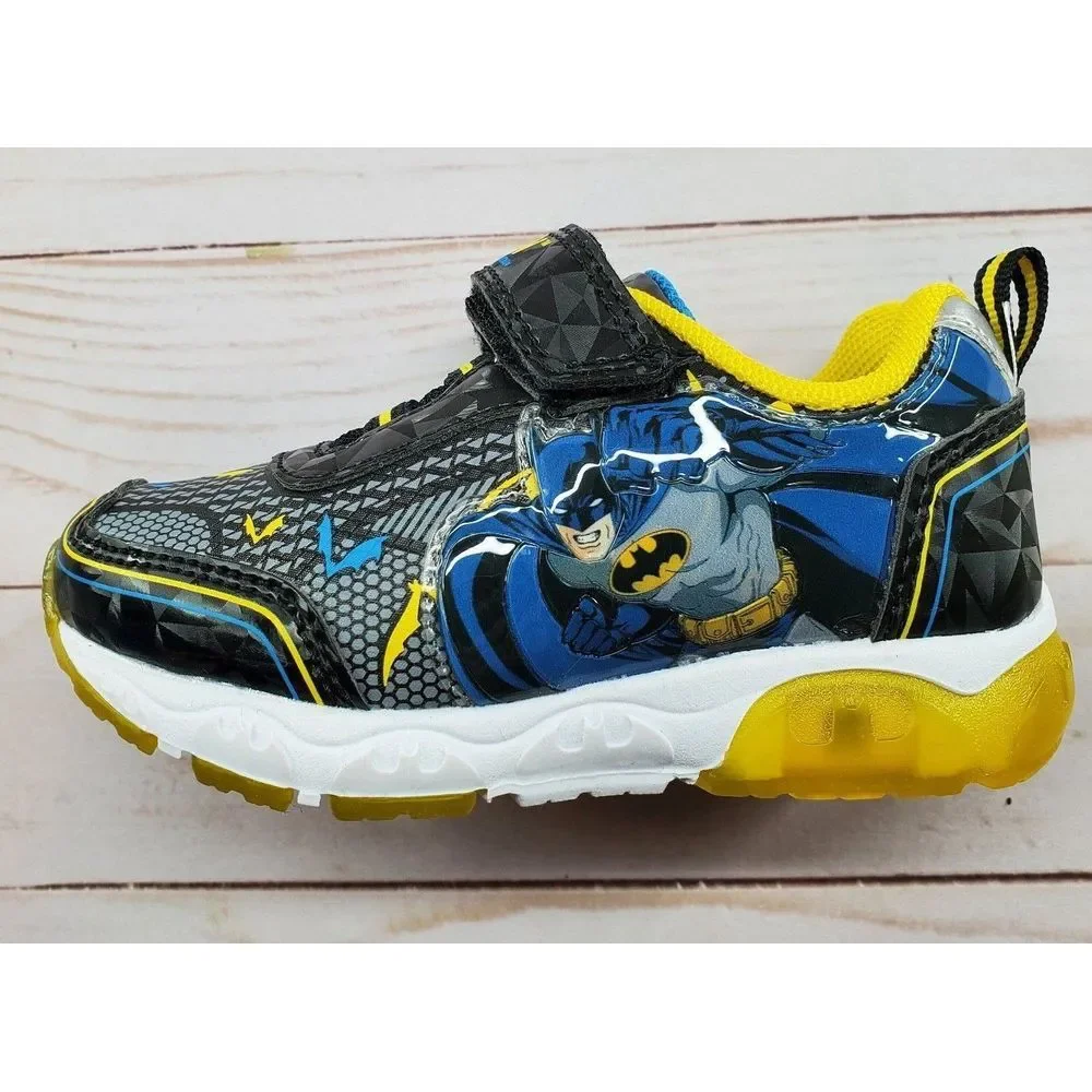 Batman Light Up Shoes Sneakers Toddler Size 6 Black DC Comics Super Hero‎ Gotham